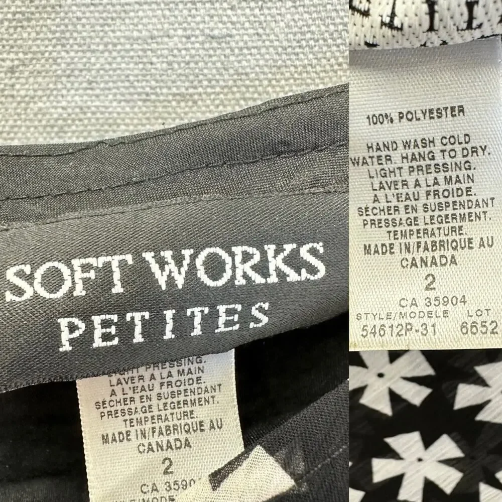 Vintage Y2k Soft Works Petites black & white  layered knee length skirt size 2‎